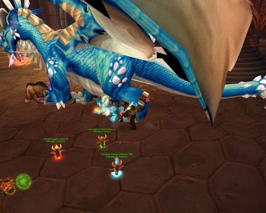 A blue dragon brought down.